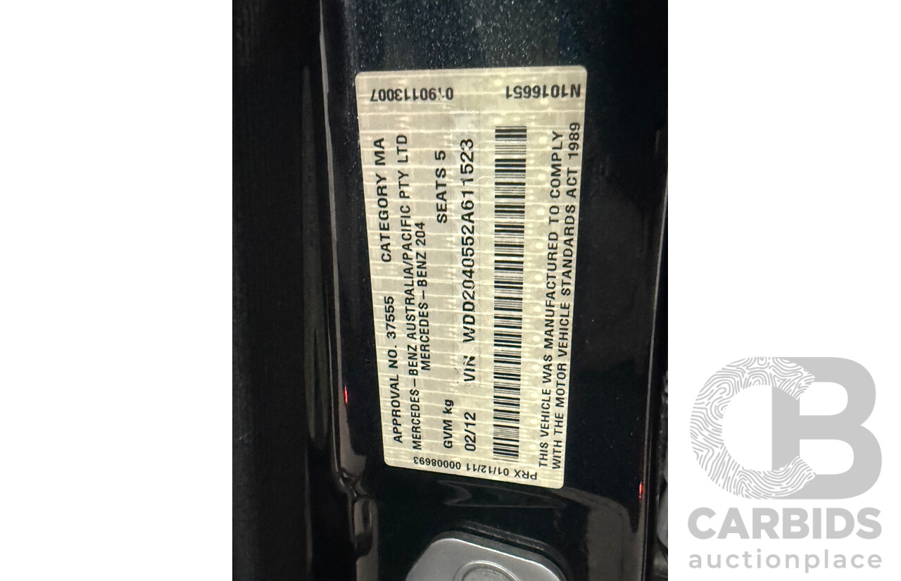 2/2012 Mercedes-Benz C300 Avantgarde BE W204 MY12 4d Sedan Black V6 3.5L