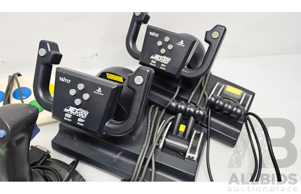 Assorted Lot of Videogame Aircraft Joysticks Controllers