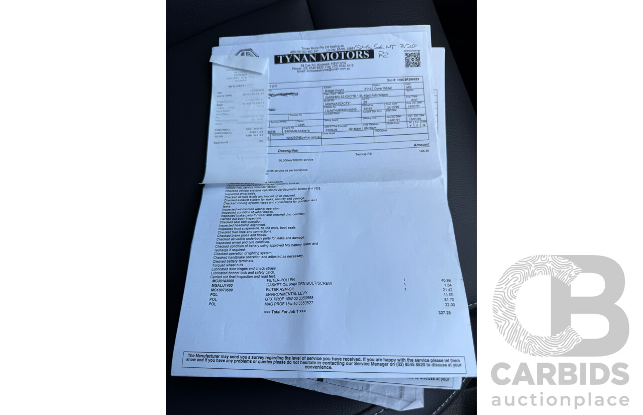 12/2020 MG ZS Excite (FWD) AZS1 MY21 4d Wagon Dover White 1.5L