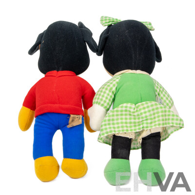 Pair of Vintage Walt Disney Mickey and Minnie Mouse Plush Dolls by Knickerbocker Toys, Circa 1976