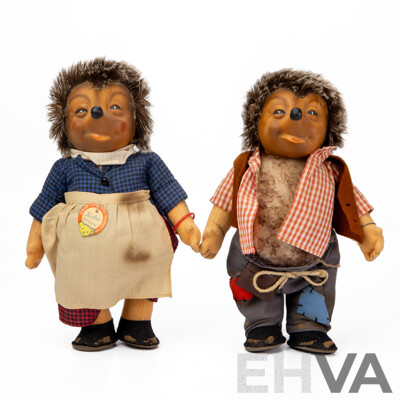 Pair of Vintage Steiff Mecki Figures with Mohair