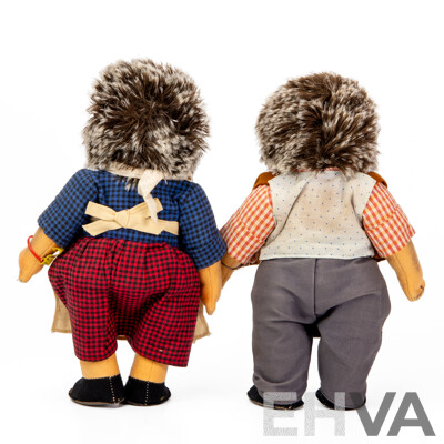 Pair of Vintage Steiff Mecki Figures with Mohair