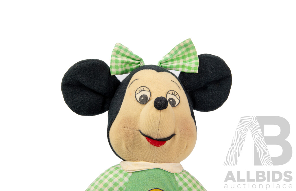 Pair of Vintage Walt Disney Mickey and Minnie Mouse Plush Dolls by Knickerbocker Toys, Circa 1976