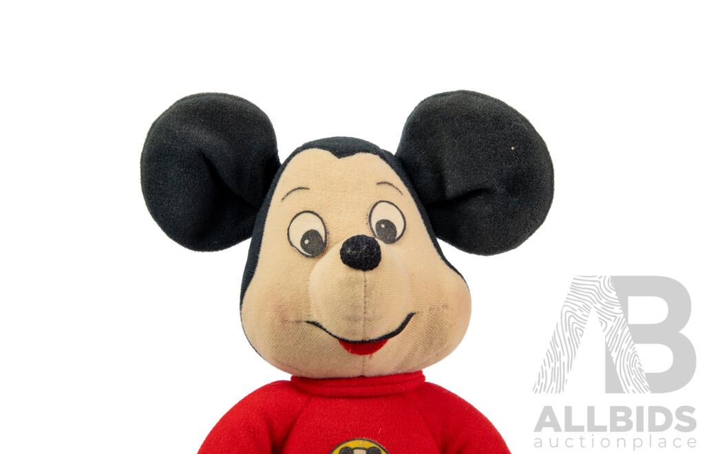 Pair of Vintage Walt Disney Mickey and Minnie Mouse Plush Dolls by Knickerbocker Toys, Circa 1976