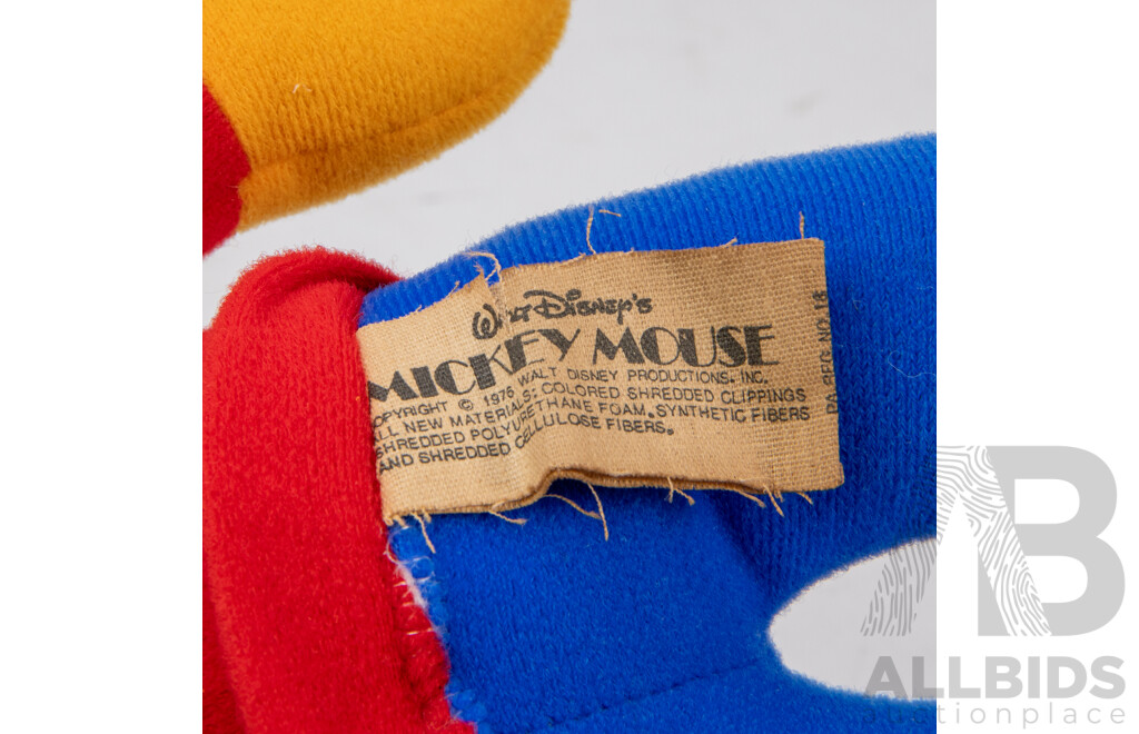 Pair of Vintage Walt Disney Mickey and Minnie Mouse Plush Dolls by Knickerbocker Toys, Circa 1976