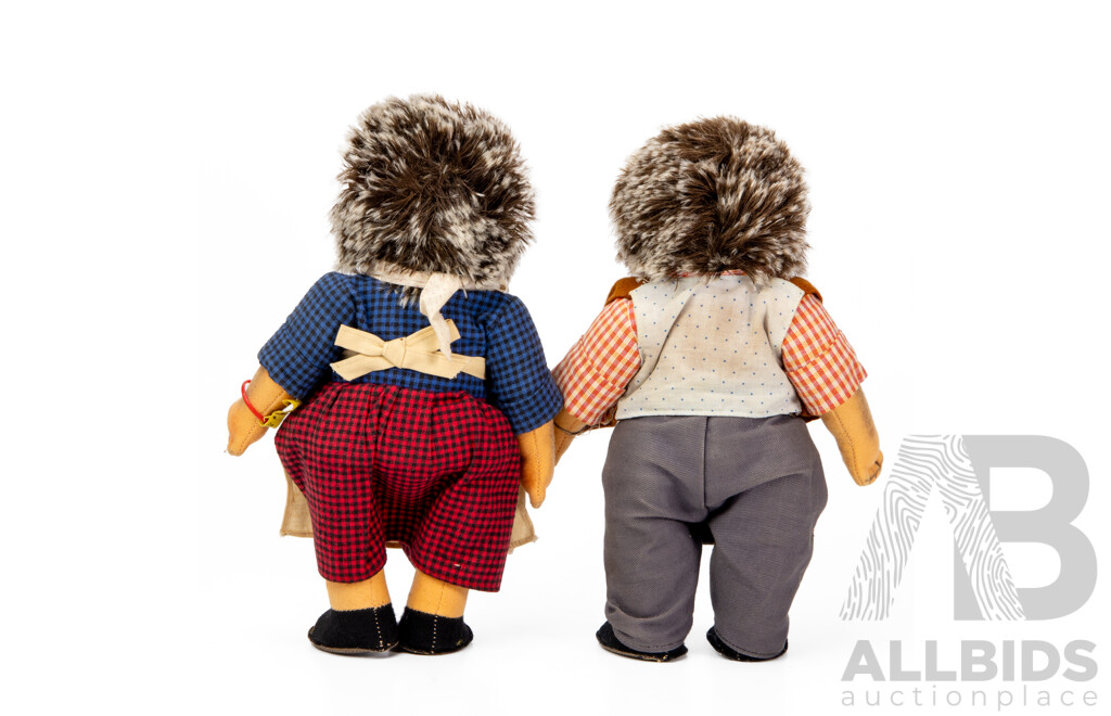 Pair of Vintage Steiff Mecki Figures with Mohair