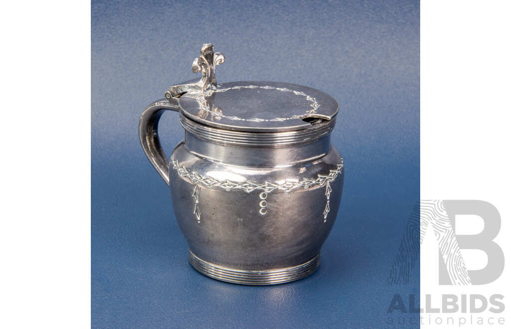 Vintage Silver Plate Lidded Mustard Jar Marked J.D & B