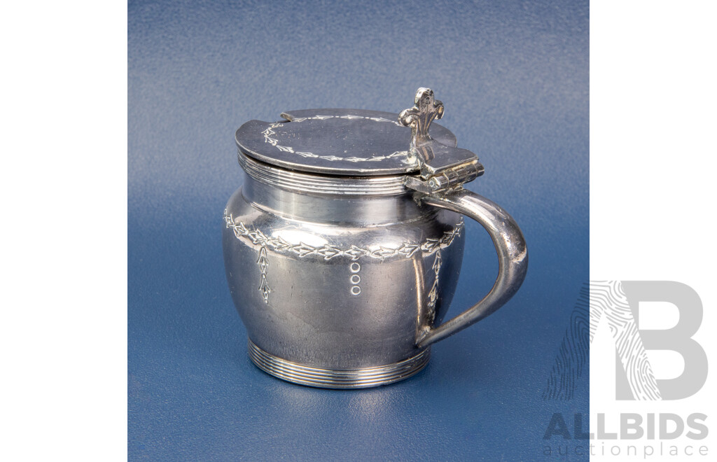 Vintage Silver Plate Lidded Mustard Jar Marked J.D & B
