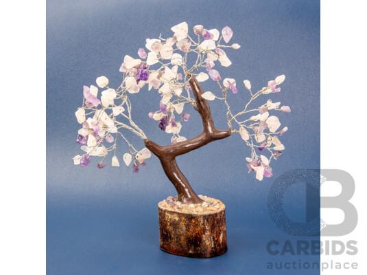 Polished Rose Quartz and Amethyst Tree