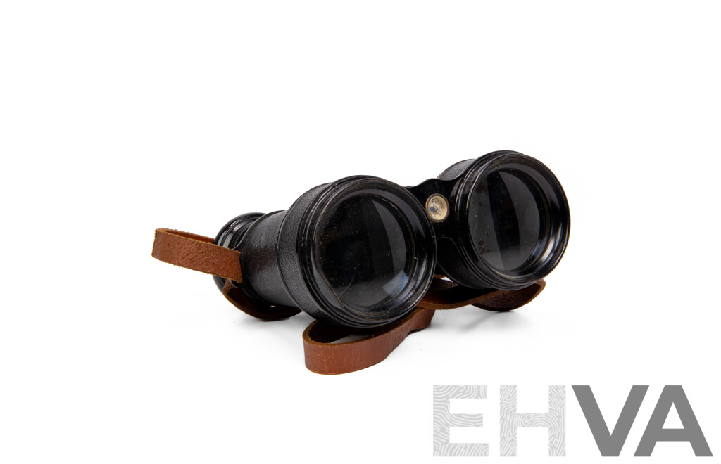 Pair of Antique French Verres Binoculars with Inlaid Compass