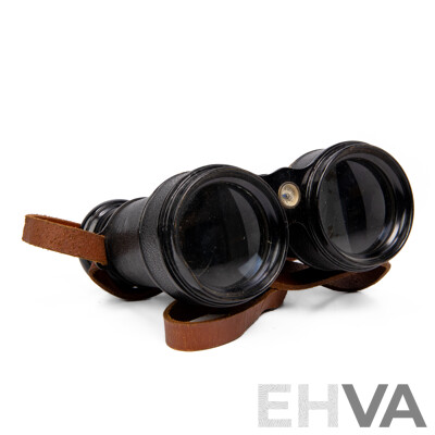 Pair of Antique French Verres Binoculars with Inlaid Compass