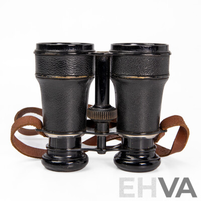 Pair of Antique French Verres Binoculars with Inlaid Compass