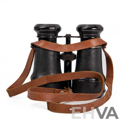 Pair of Antique French Verres Binoculars with Inlaid Compass