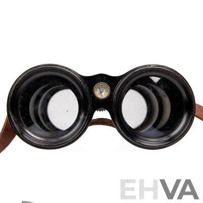 Pair of Antique French Verres Binoculars with Inlaid Compass