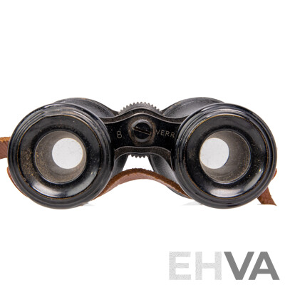 Pair of Antique French Verres Binoculars with Inlaid Compass