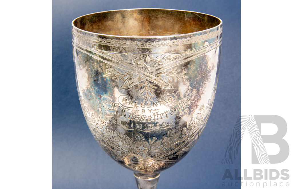 Antique Victorian Silver Plated Chalice Presented by Sydney Retailer F Lassetter and Co