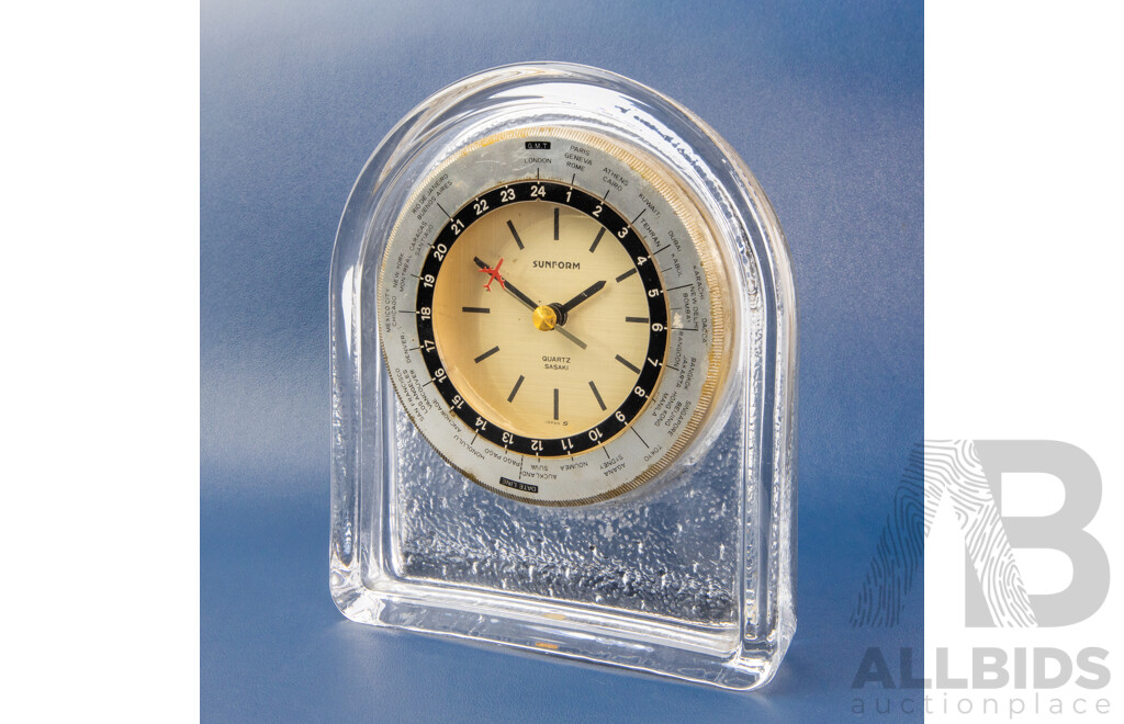 Mid Century Japanese Sasaki Sunform Crystal Desk Clock