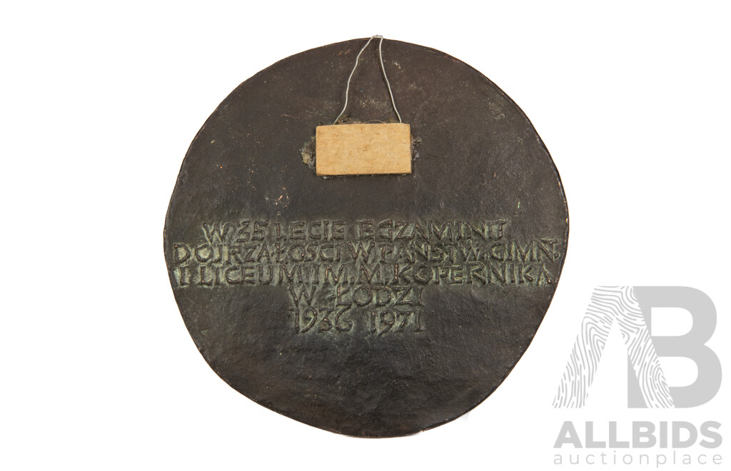 Vintage Cast Bronze Polish Medallion Celebrating the 35 Anniversary of the Graduating Class of Nicolaus Copernicus School