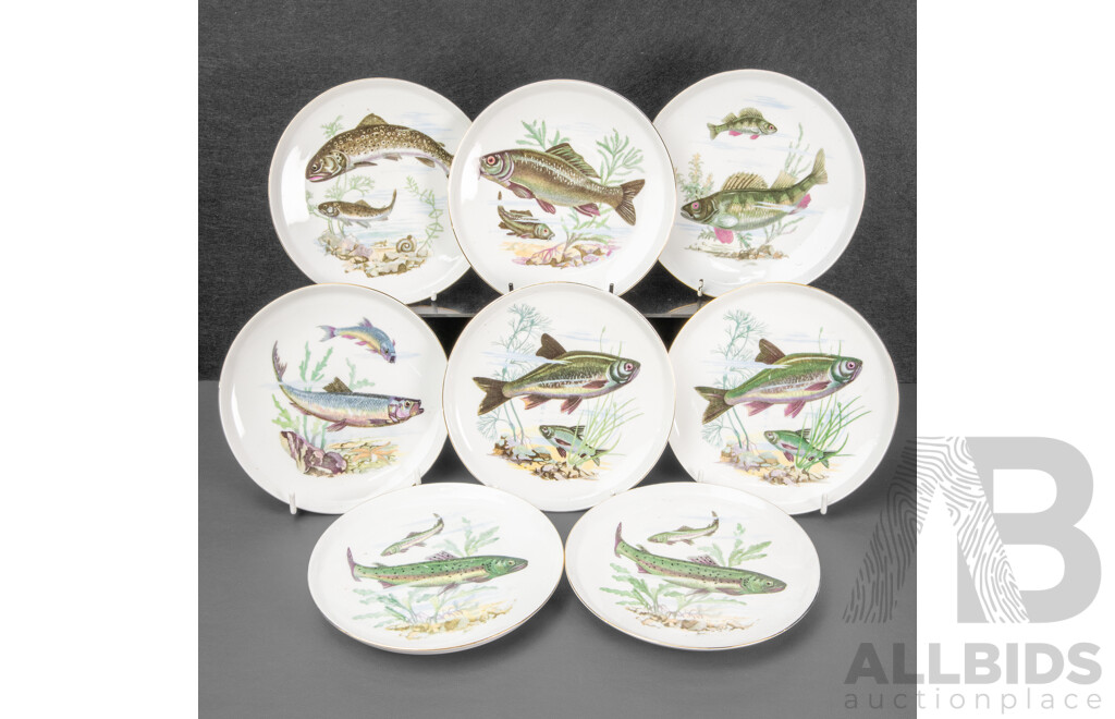 Good Set of Eight German Colditz Fish Plates