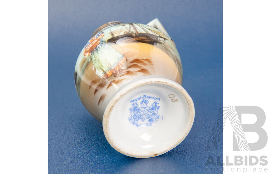 Antique Royal Bayreuth Bavaria Miniature Twin Handled Urn with Sterling Silver Mount