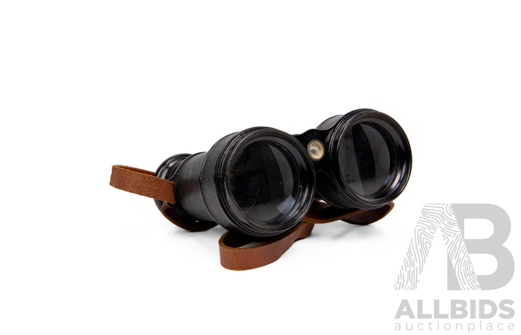 Pair of Antique French Verres Binoculars with Inlaid Compass