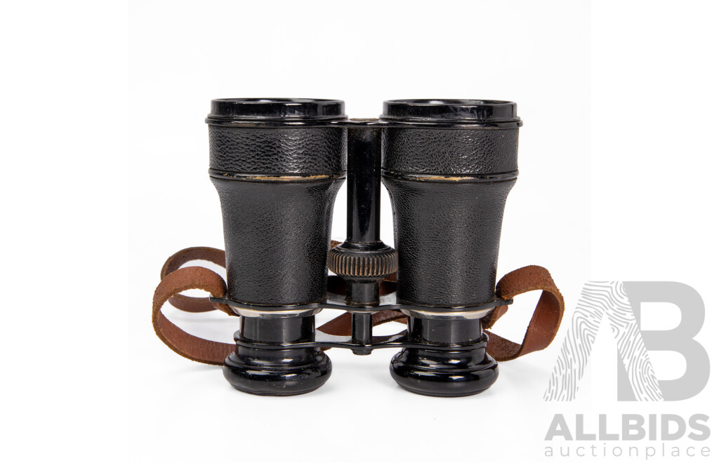 Pair of Antique French Verres Binoculars with Inlaid Compass