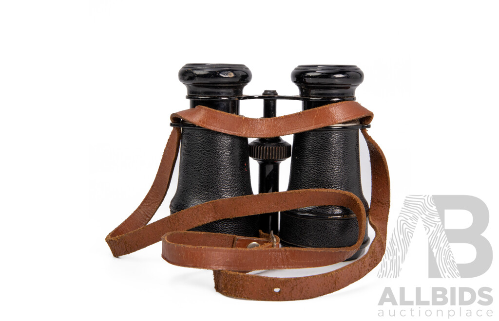 Pair of Antique French Verres Binoculars with Inlaid Compass