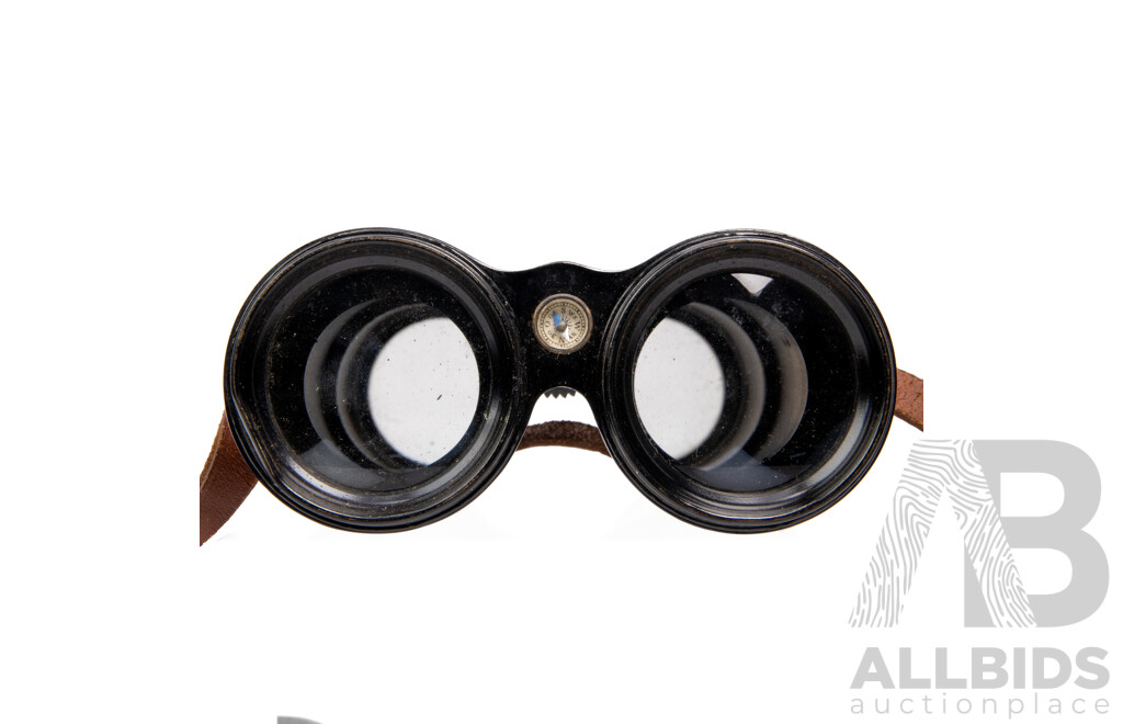 Pair of Antique French Verres Binoculars with Inlaid Compass