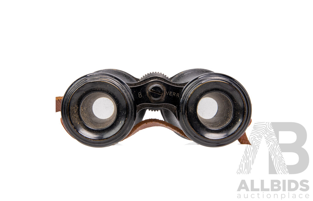 Pair of Antique French Verres Binoculars with Inlaid Compass