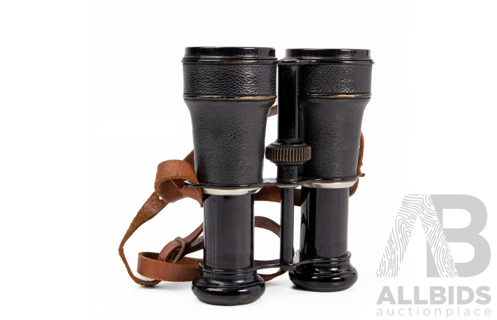 Pair of Antique French Verres Binoculars with Inlaid Compass