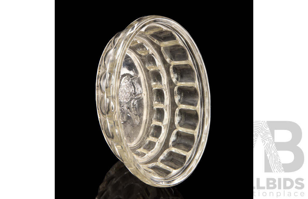 Antique Australian Glass Jelly Mould with Kookaburra Motif