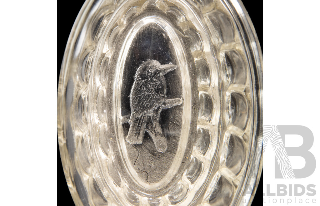 Antique Australian Glass Jelly Mould with Kookaburra Motif
