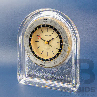 Mid Century Japanese Sasaki Sunform Crystal Desk Clock