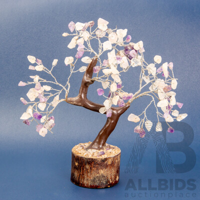 Polished Rose Quartz and Amethyst Tree