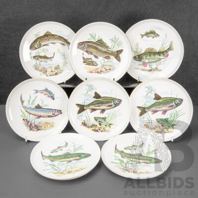 Good Set of Eight German Colditz Fish Plates