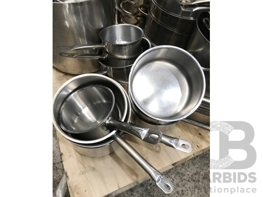 1659647 · Bulk Lot of Assorted Stainess Steel Cook Pots