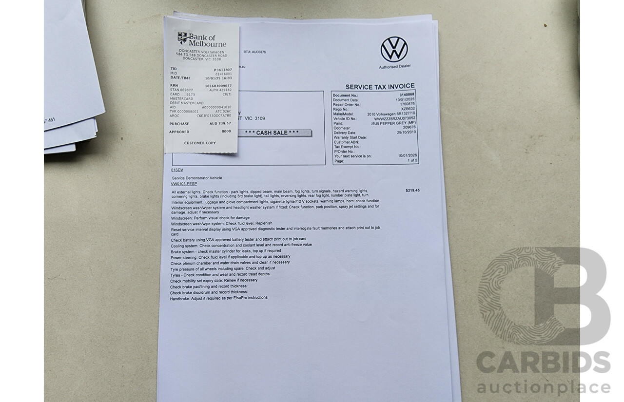 8/2010 Volkswagen Polo 66 TDI Comfortline 6R 5d Hatchback Grey 1.6L