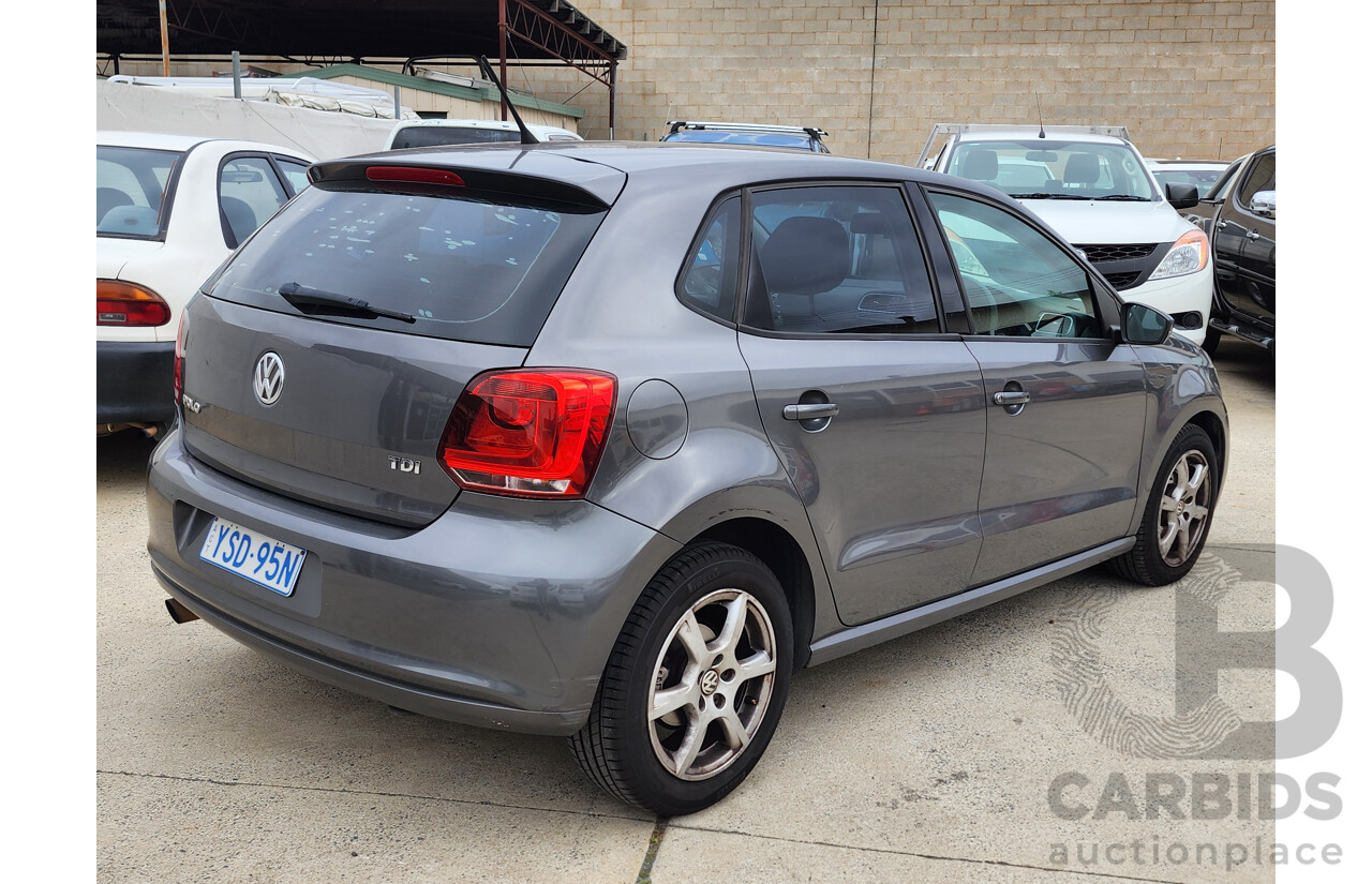8/2010 Volkswagen Polo 66 TDI Comfortline 6R 5d Hatchback Grey 1.6L