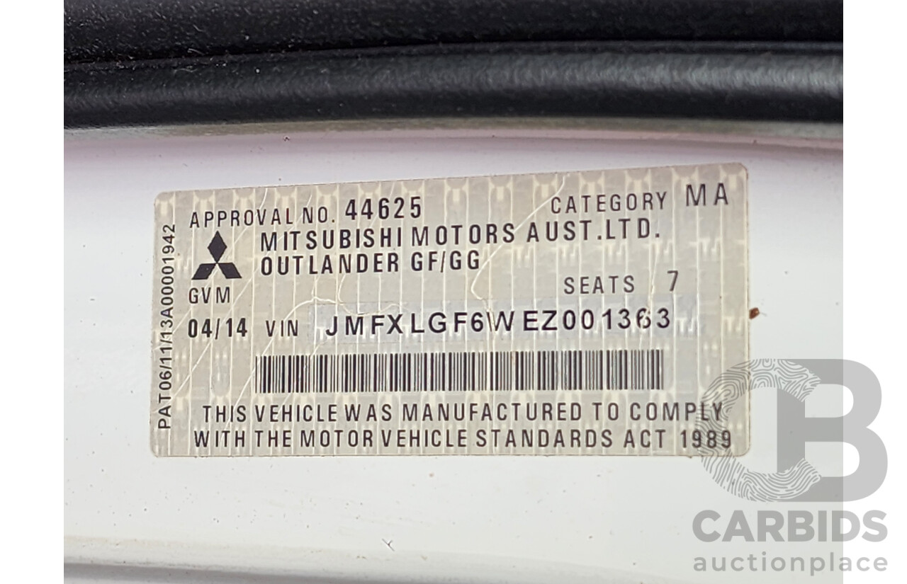 4/2014 Mitsubishi Outlander LS (4x4) ZJ MY14.5 4d Wagon Green 2.3L