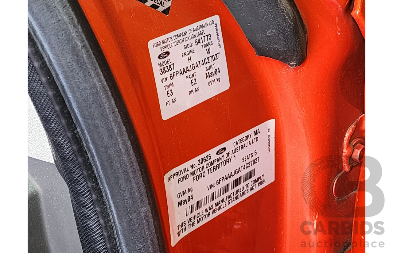 5/2004 Ford Territory GHIA (4x4) SX 4d Wagon Orange 4.0L