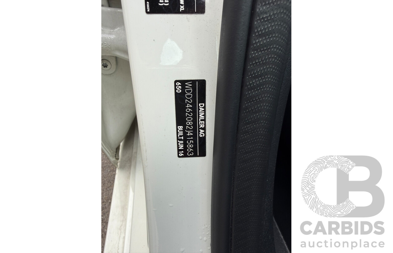 08/2016 Mercedes-Benz B200 d FWD 246 MY17 5D Hatchback Cirrus White Turbo Diesel 2.1L