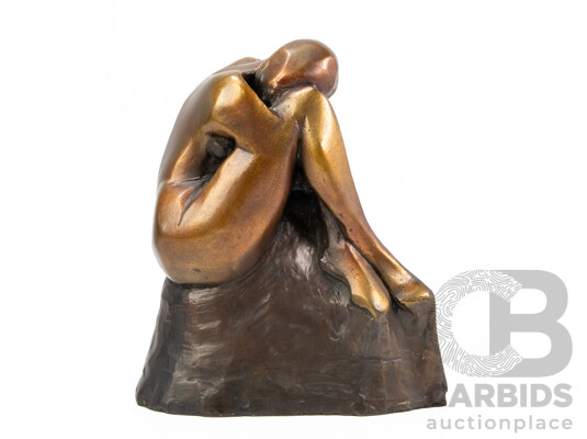 Leslie Summers (20th Century, British, 1919-2006), Crouching Figure, Wonderful Bronze Sculpture, 30H cm