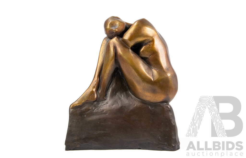 Leslie Summers (20th Century, British, 1919-2006), Crouching Figure, Wonderful Bronze Sculpture, 30H cm