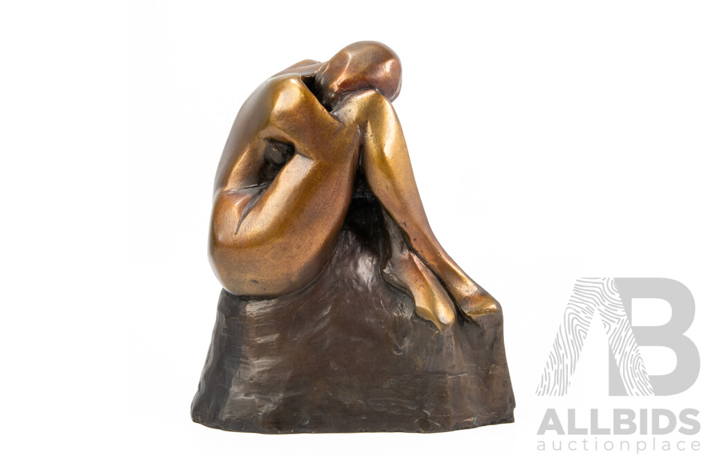 Leslie Summers (20th Century, British, 1919-2006), Crouching Figure, Wonderful Bronze Sculpture, 30H cm