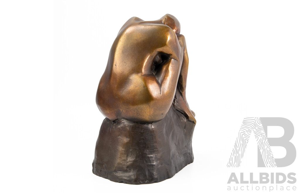 Leslie Summers (20th Century, British, 1919-2006), Crouching Figure, Wonderful Bronze Sculpture, 30H cm