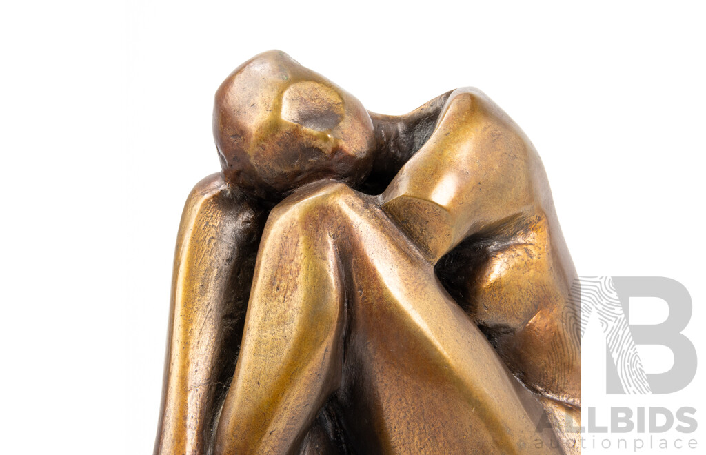 Leslie Summers (20th Century, British, 1919-2006), Crouching Figure, Wonderful Bronze Sculpture, 30H cm