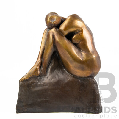 Leslie Summers (20th Century, British, 1919-2006), Crouching Figure, Wonderful Bronze Sculpture, 30H cm