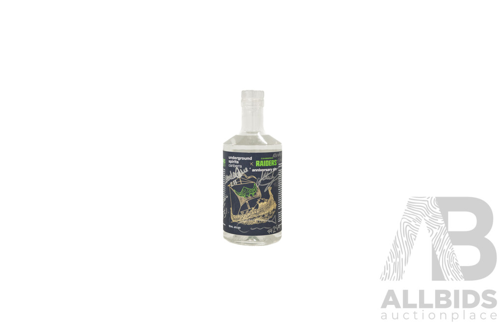 Canberra Raiders NRL Hall of Famers Personally Signed Underground Spirits 40th Anniversary Gin and Box