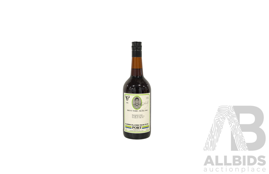 8 X 1991 Canberra Raiders Players Trust Fund Port 750ml Bottles - Personally Signed by Raiders Legends