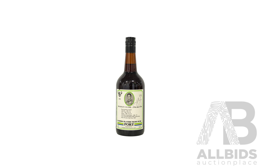 8 X 1991 Canberra Raiders Players Trust Fund Port 750ml Bottles - Personally Signed by Raiders Legends